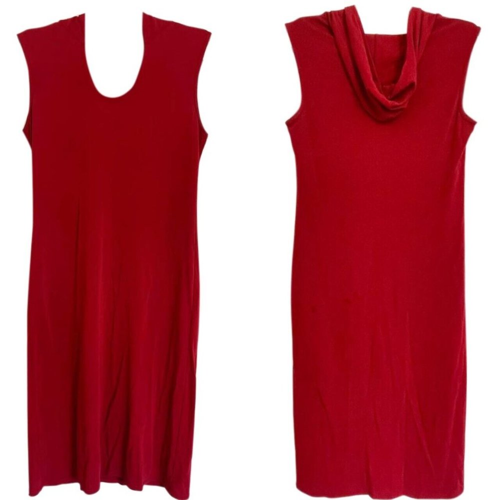 Max Studio Women's Hooded Rayon Red Dress Sleeveless Size M